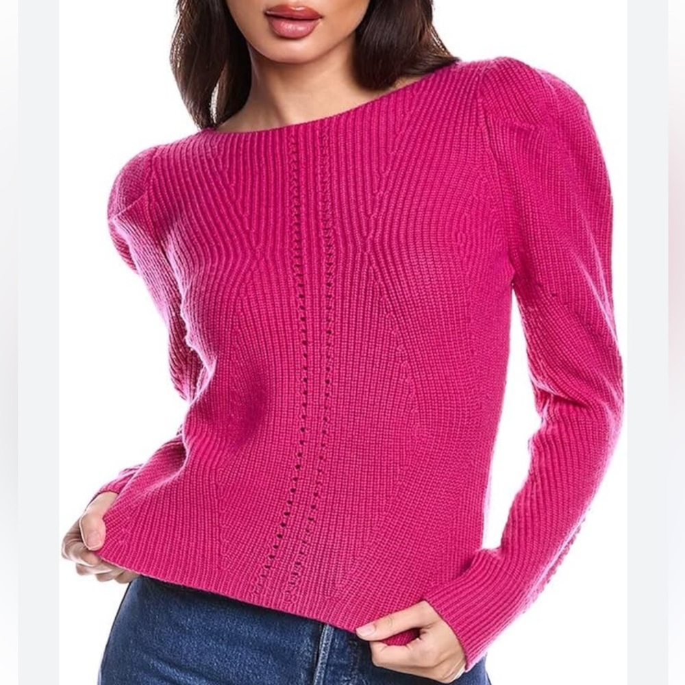 TRINA TURK WOMENS MERINO WOOL PINK SWEATER MEDIUM